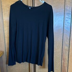 Eileen Fisher Black Lightweight Long-Sleeve Crewneck Top